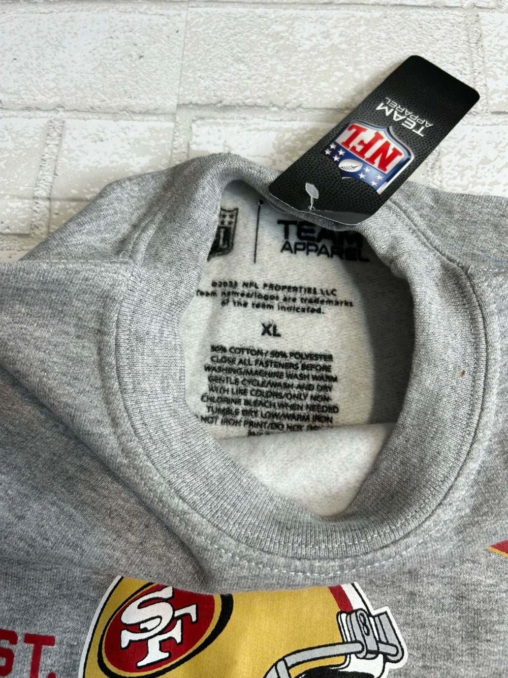 San Francisco 49ers Game Day Football Gray Crewneck Sweatshirt Kids XL